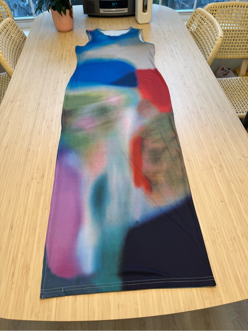 Like Viral Loewe Abstract Print Maxi Dress Multicolor Blurred Tank